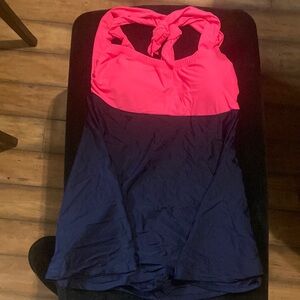 Size 4XL women’s blue and pink one piece swimsuit